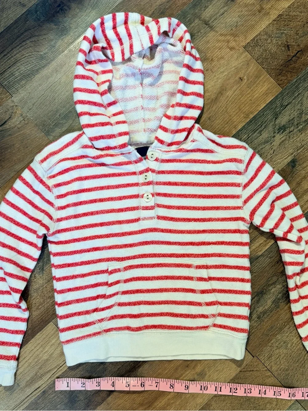 GAP Red & White Striped Hooded Pullover